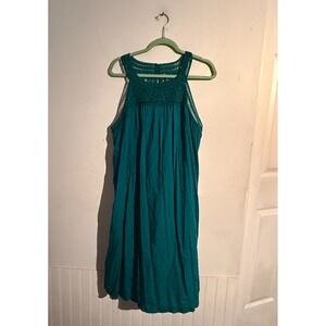 Soft Surroundings 2X Crochet Dress Boho Effortless Minimalist Resort Flowy.Teal